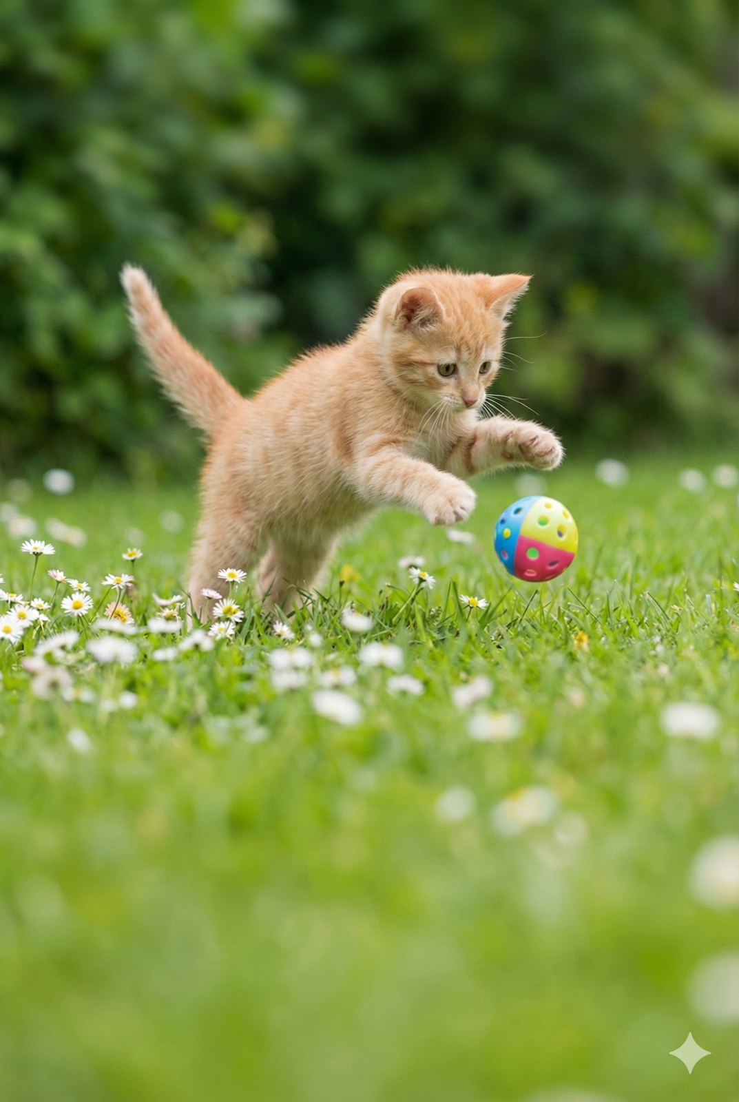 Kitten playing with ball